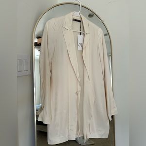 Zara cream wrap blazer dress